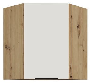 Horná rohová skrinka LUNARA 1 - 60x60 cm, biela / dub artisan