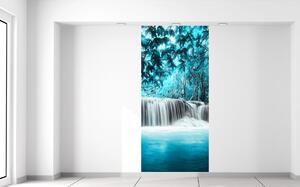 Gario Fototapeta Vodopád v modrej džungli Veľkosť: 95 x 205 cm, Materiál: Latexová