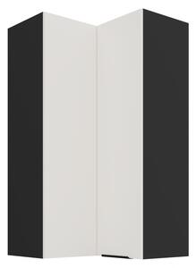 Vysoká horná rohová skrinka LUNARA 2 - 60x60 cm, biela / čierna
