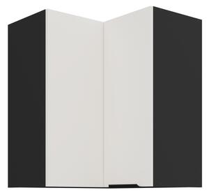 Horná rohová skrinka LUNARA 2 - 60x60 cm, biela / čierna
