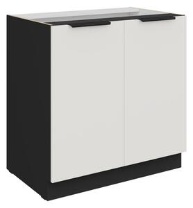 Dolná dvojdverová skrinka LUNARA - šírka 80 cm, biela / čierna