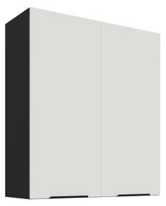 Vysoká horná skrinka LUNARA - šírka 80 cm, biela / čierna
