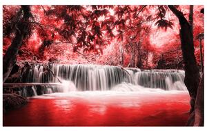Gario Fototapeta Vodopád v červenej džungli Veľkosť: 110 x 200 cm, Materiál: Latexová