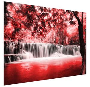 Gario Fototapeta Vodopád v červenej džungli Veľkosť: 110 x 200 cm, Materiál: Latexová