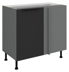 Predĺžená rohová skrinka LUNARA - šírka 90 cm, čierna / antracit