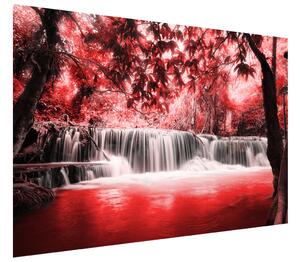 Gario Fototapeta Vodopád v červenej džungli Veľkosť: 268 x 240 cm, Materiál: Latexová