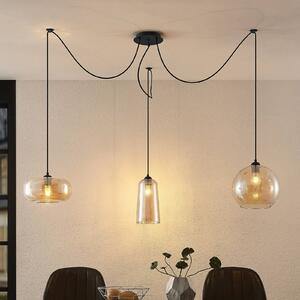 Lucande Zyli závesná lampa, 3-plameňová, jantár