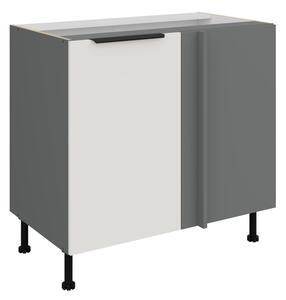 Predĺžená rohová skrinka LUNARA - šírka 90 cm, biela / antracit