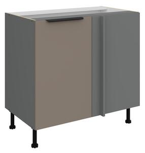 Predĺžená rohová skrinka LUNARA - šírka 90 cm, tmavo béžová / antracit