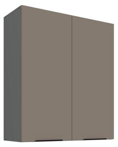 Vysoká horná skrinka LUNARA - šírka 80 cm, tmavo béžová / antracit