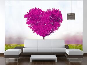 Gario Fototapeta Tmavoružový strom lásky Veľkosť: 200 x 135 cm, Materiál: Latexová