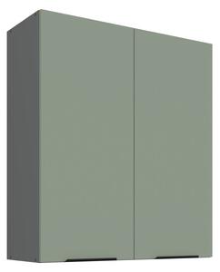 Vysoká horná skrinka LUNARA - šírka 80 cm, zelená / antracit
