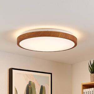 Lindby stropné LED svetlo Mynte, Ø42cm, drevený vzhľad, plast, Svetlé drevo, Obývacia izba / jedáleň, Plast, Moderný, Závesné svietidlo