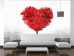 Gario Fototapeta Strom lásky do červena Veľkosť: 95 x 205 cm, Materiál: Latexová