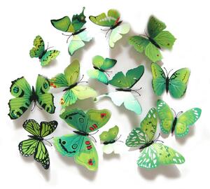 Veselá Stena Farebné 3D Motýliky Zelené