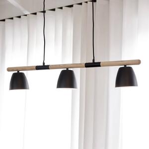 Závesná lampa Theo, 3-plameňová, jaseňové drevo