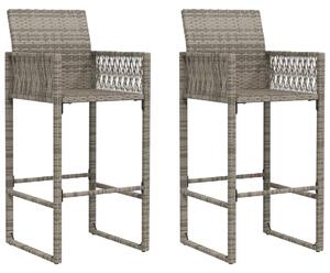 Záhradné barové stoličky 2 ks sivé polyratan
