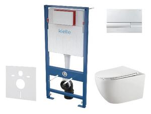 Kielle Genesis - Set predstenovej inštalácie, klozetu Gaia, dosky softclose a tlačidla Gemini I, chróm 30505SS24