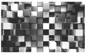Gario Fototapeta Čierno-biele 3D kocky Veľkosť: 412 x 248 cm, Materiál: Latexová