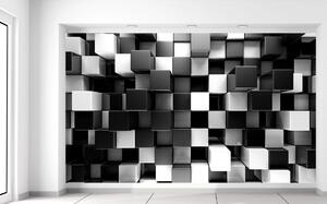 Gario Fototapeta Čierno-biele 3D kocky Veľkosť: 402 x 240 cm, Materiál: Latexová