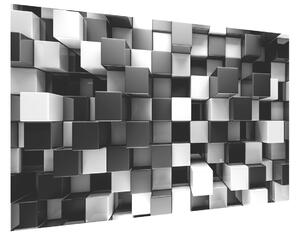 Gario Fototapeta Čierno-biele 3D kocky Veľkosť: 200 x 135 cm, Materiál: Latexová