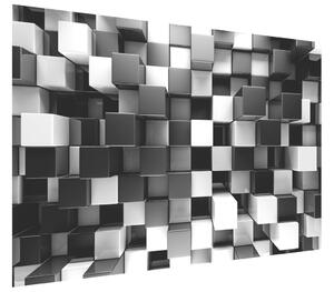 Gario Fototapeta Čierno-biele 3D kocky Veľkosť: 200 x 135 cm, Materiál: Latexová