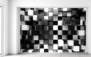 Gario Fototapeta Čierno-biele 3D kocky Veľkosť: 412 x 248 cm, Materiál: Latexová