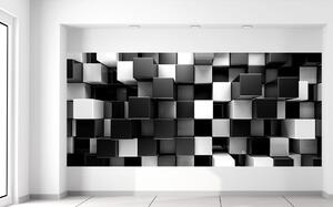 Gario Fototapeta Čierno-biele 3D kocky Veľkosť: 536 x 240 cm, Materiál: Latexová