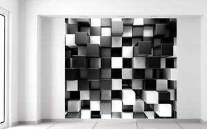 Gario Fototapeta Čierno-biele 3D kocky Veľkosť: 268 x 240 cm, Materiál: Latexová