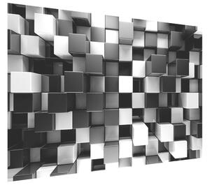 Gario Fototapeta Čierno-biele 3D kocky Veľkosť: 402 x 240 cm, Materiál: Latexová