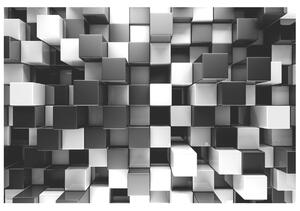 Gario Fototapeta Čierno-biele 3D kocky Veľkosť: 200 x 150 cm, Materiál: Latexová