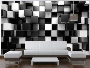 Gario Fototapeta Čierno-biele 3D kocky Veľkosť: 268 x 240 cm, Materiál: Vliesová