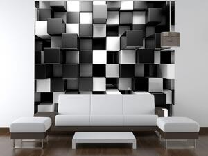 Gario Fototapeta Čierno-biele 3D kocky Veľkosť: 95 x 205 cm, Materiál: Latexová