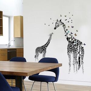 Veselá Stena Samolepka na stenu Malá a veľká žirafa s motýlikmi