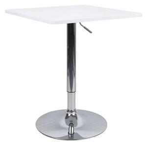Štvorcový otočný barový stôl s nastaviteľnou výškou biely