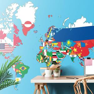 Tapeta mapa sveta s vlajkami