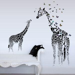 Veselá Stena Samolepka na stenu Malá a veľká žirafa s motýlikmi