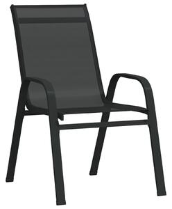 Stohovateľné záhradné stoličky 4 ks čierne textilénová látka