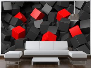 Gario Fototapeta Čierno - červené kocky 3D Veľkosť: 536 x 240 cm, Materiál: Latexová