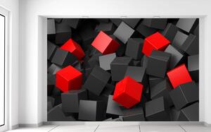 Gario Fototapeta Čierno - červené kocky 3D Veľkosť: 200 x 135 cm, Materiál: Latexová