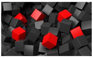 Gario Fototapeta Čierno - červené kocky 3D Veľkosť: 268 x 240 cm, Materiál: Latexová