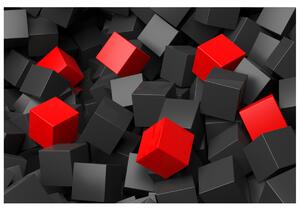 Gario Fototapeta Čierno - červené kocky 3D Veľkosť: 110 x 200 cm, Materiál: Latexová