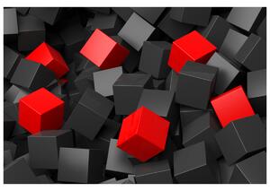 Gario Fototapeta Čierno - červené kocky 3D Veľkosť: 200 x 135 cm, Materiál: Latexová