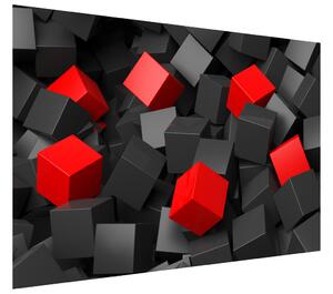 Gario Fototapeta Čierno - červené kocky 3D Veľkosť: 110 x 200 cm, Materiál: Latexová