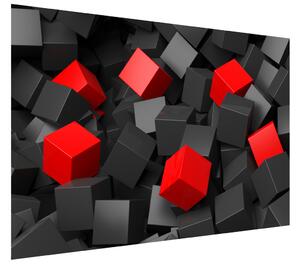 Gario Fototapeta Čierno - červené kocky 3D Veľkosť: 95 x 205 cm, Materiál: Latexová