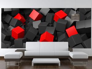 Gario Fototapeta Čierno - červené kocky 3D Veľkosť: 200 x 150 cm, Materiál: Latexová