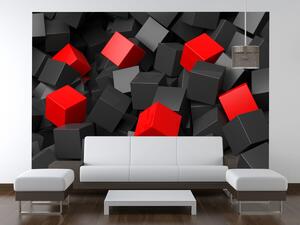Gario Fototapeta Čierno - červené kocky 3D Veľkosť: 95 x 205 cm, Materiál: Latexová