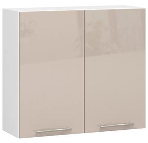Horná kuchynská skrinka 80 cm VERMINA - biela / cappuccino lesklá