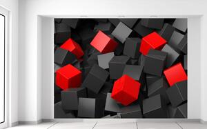 Gario Fototapeta Čierno - červené kocky 3D Veľkosť: 200 x 150 cm, Materiál: Latexová