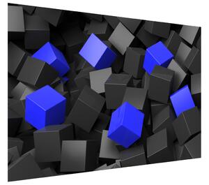 Gario Fototapeta Čierno - modré kocky 3D Veľkosť: 268 x 240 cm, Materiál: Latexová